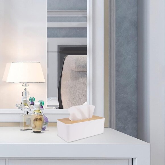 Tissue Box Holder for Bathrooms,Bamboo Cover Plate,Home and Office1 Pack - Picture 6 of 7